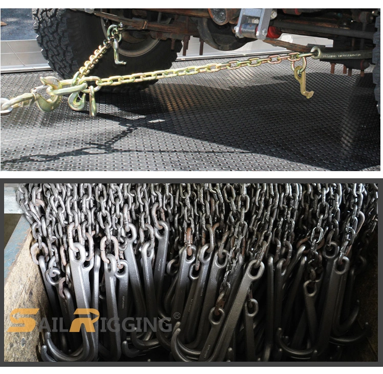 Yellow Galvanized G70 Truck Tow Chain with Double J Hooks